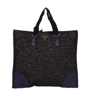 Prada Wool Leather Handbag Purple